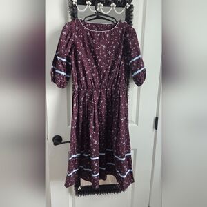 Charming Floral Dress - Burgandy